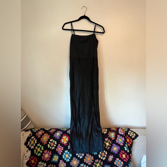 Quince 100% Washable Silk Square Neck Maxi Dress Size XS in Black - Picture 2 of 6